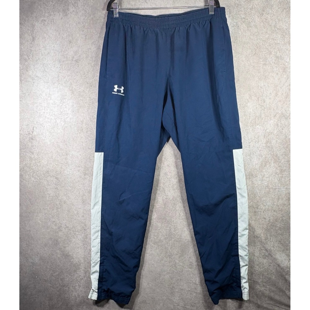 Under Armour Track‎ Pants Mens Size XL Navy Blue Loose Fit Mesh Lined Ankle Zip